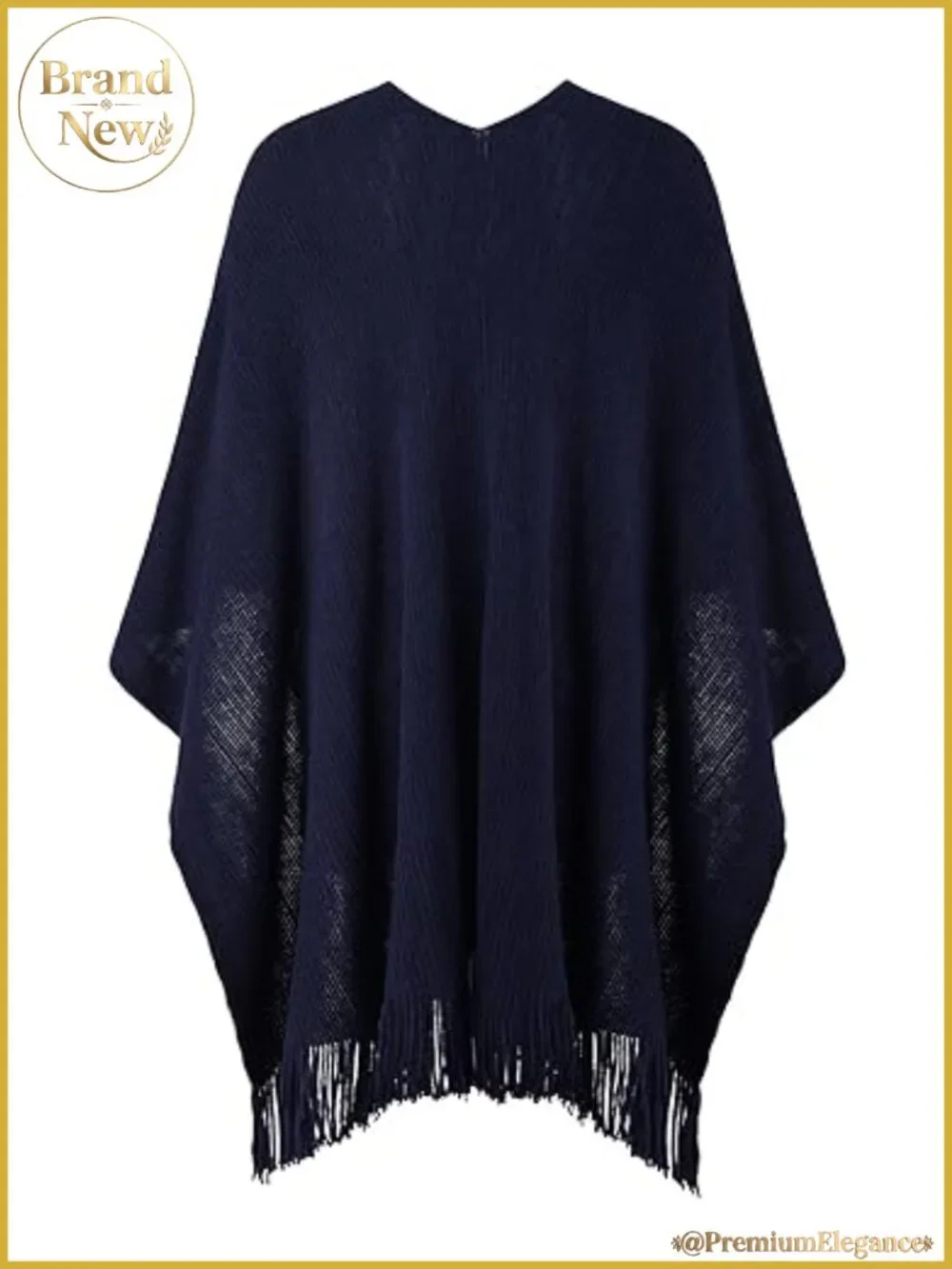 Soft Acrylic Shawl Wrap Poncho Cape with Pockets Open Front Fringe